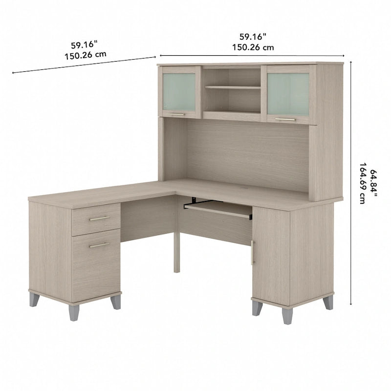 Bureau d'angle avec étagère de rangement