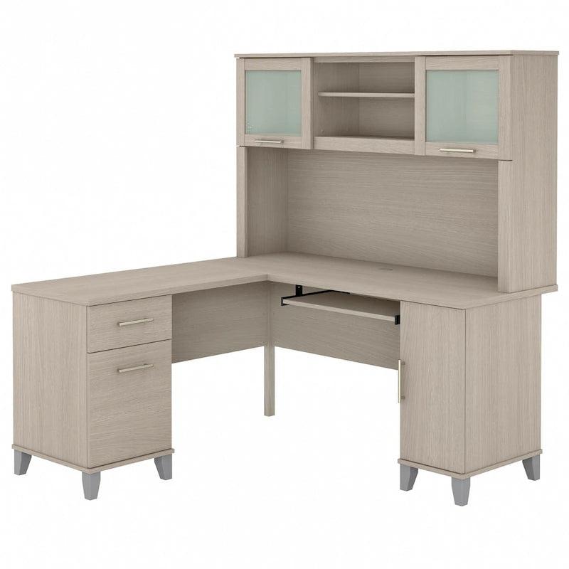 Bureau d'angle avec étagère de rangement