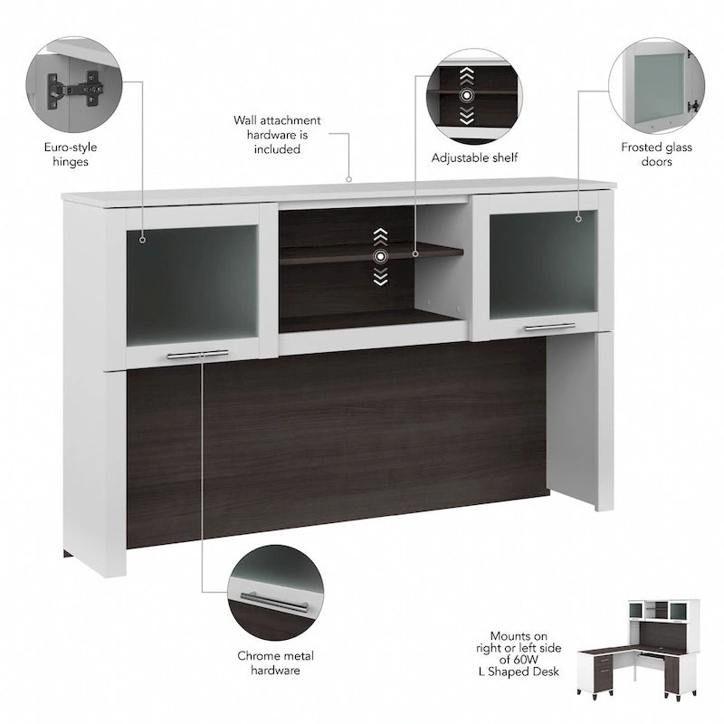Bureau d'angle avec étagère de rangement