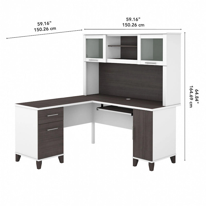 Bureau d'angle avec étagère de rangement