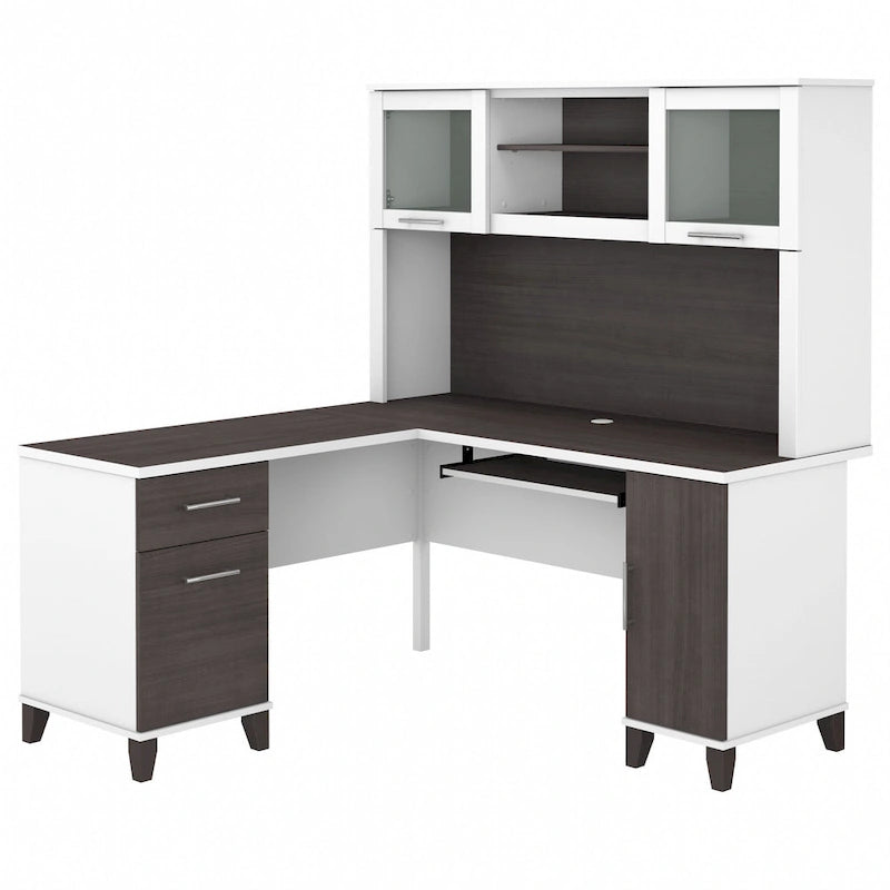 Bureau d'angle avec étagère de rangement