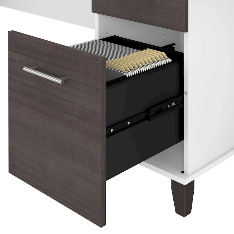 Bureau d'angle avec étagère de rangement