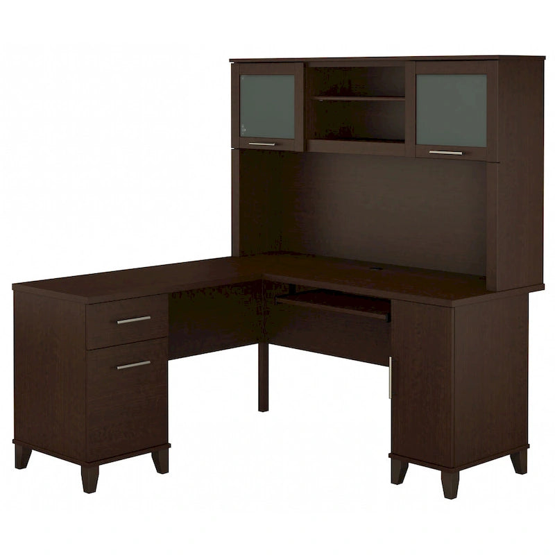 Bureau d'angle avec étagère de rangement