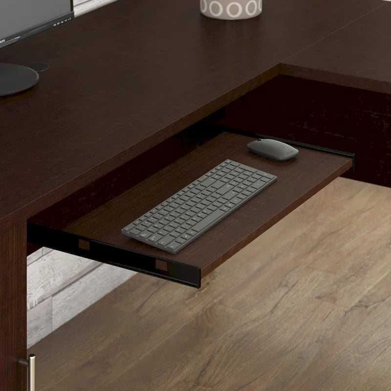 Bureau d'angle avec étagère de rangement