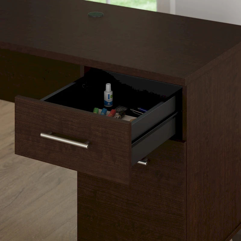 Bureau d'angle avec étagère de rangement