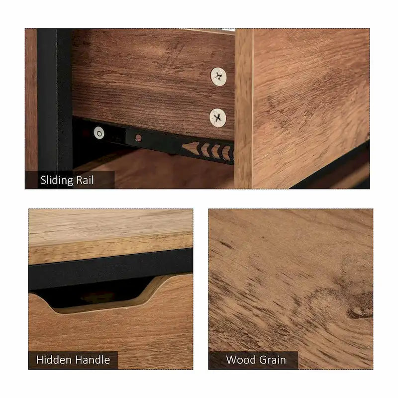 Bureau d'angle en L avec étagère de rangement et tiroir, marron
