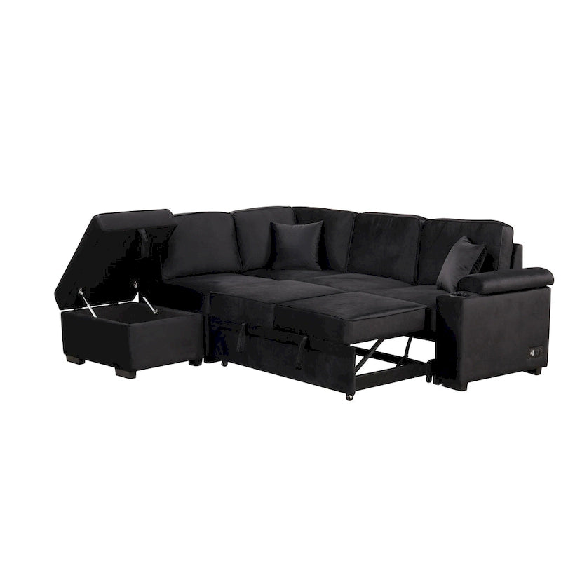 Canapé-lit 87,4, canapé-lit escamotable 2 en 1 en forme de L avec pouf de rangement pour salon, chambre à coucher et petits appartements