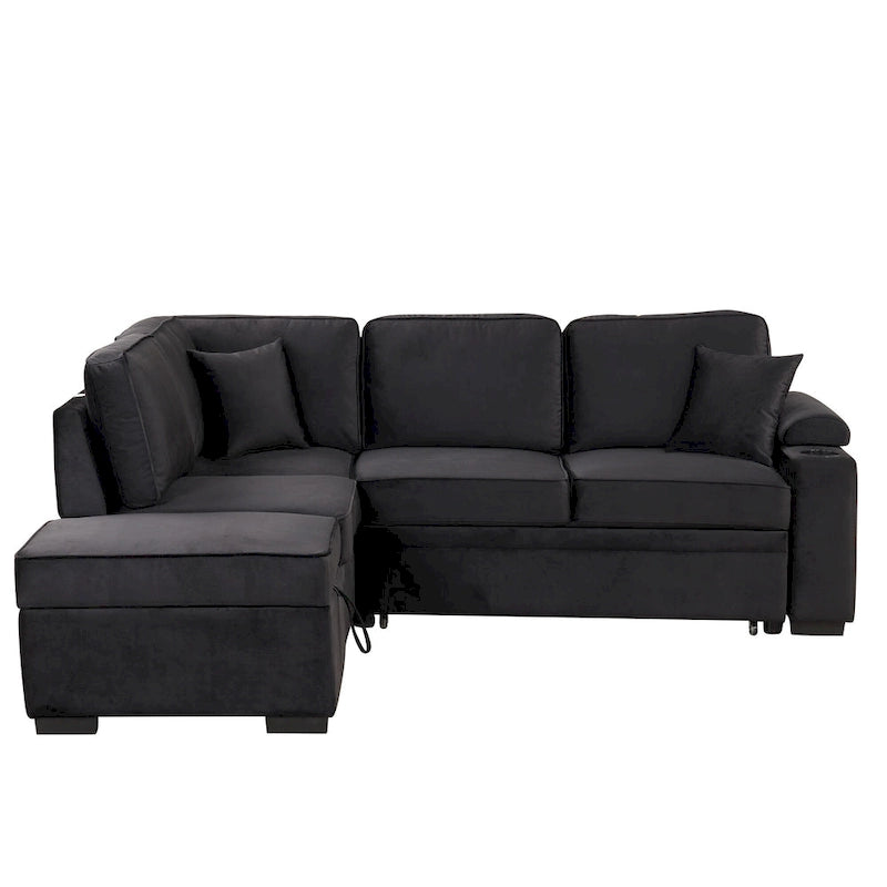 Canapé-lit 87,4, canapé-lit escamotable 2 en 1 en forme de L avec pouf de rangement pour salon, chambre à coucher et petits appartements
