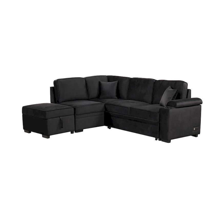Canapé-lit 87,4, canapé-lit escamotable 2 en 1 en forme de L avec pouf de rangement pour salon, chambre à coucher et petits appartements