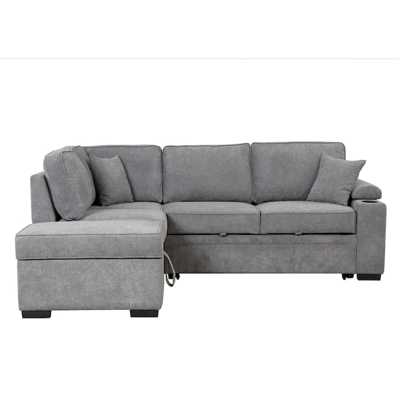 Canapé-lit 87,4, canapé-lit escamotable 2 en 1 en forme de L avec pouf de rangement pour salon, chambre à coucher et petits appartements