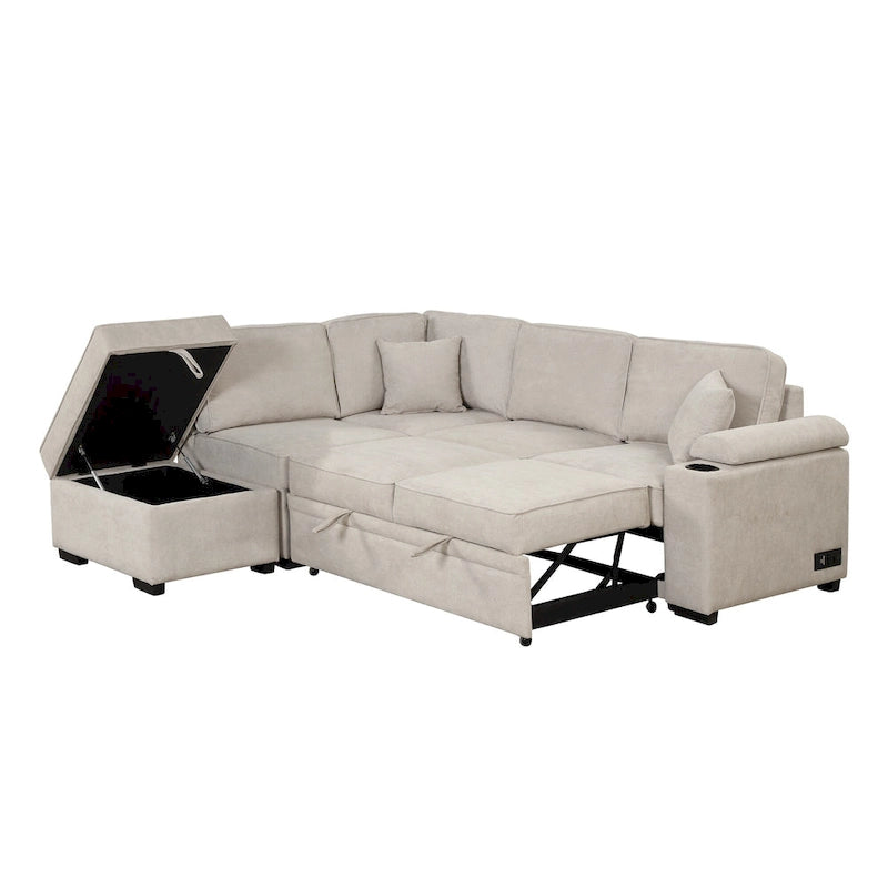 Canapé-lit 87,4, canapé-lit escamotable 2 en 1 en forme de L avec pouf de rangement pour salon, chambre à coucher et petits appartements