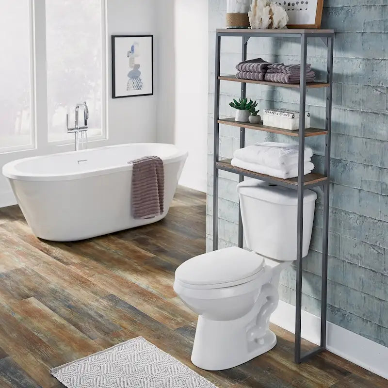 Abattant de toilette gris avec étagère réglable - S/O