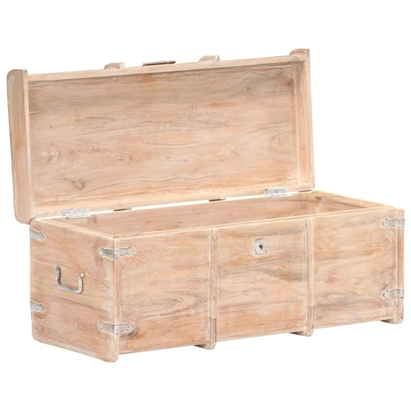 Malle de Rangement XL avec Loquet pour Chambre à Coucher, Bois Massif d'Acacia - 89,9 x 39,9 x 39,9 cm (L x P x H)