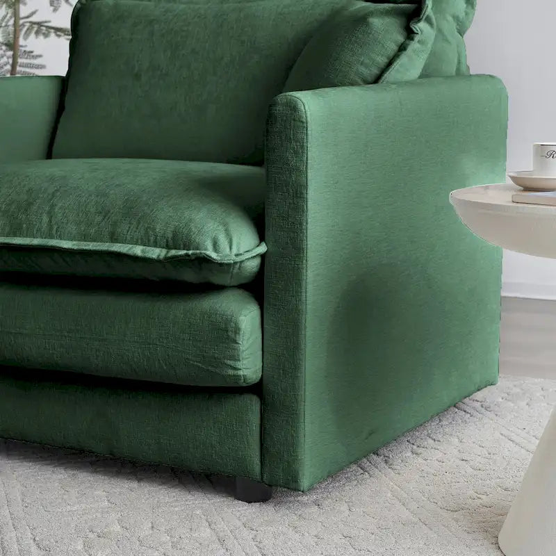 Canapé 2 places en tissu chenille sans accoudoirs, assise profonde