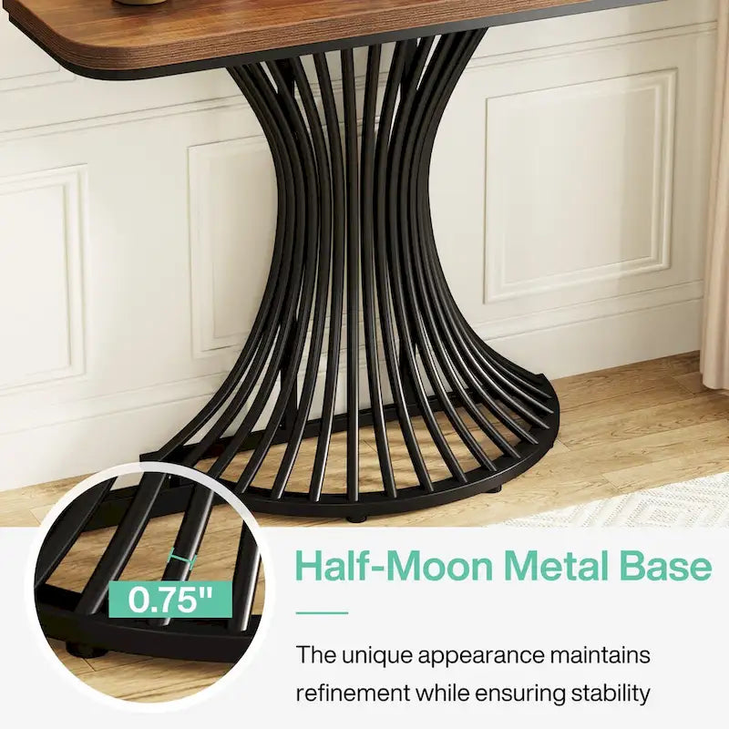 Console industrielle, petite table d'appoint de 99 cm pour entrée, salon, couloir, marron rustique