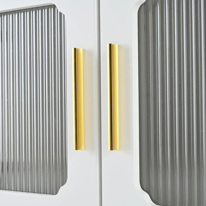 Meuble TV Rétro avec Portes en Verre Canelé pour Téléviseurs Jusqu'à 78 Pouces