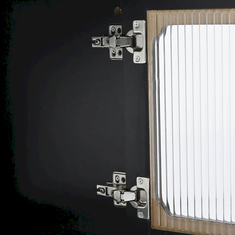 Meuble TV Rétro avec Portes en Verre Canelé pour Téléviseurs Jusqu'à 78 Pouces