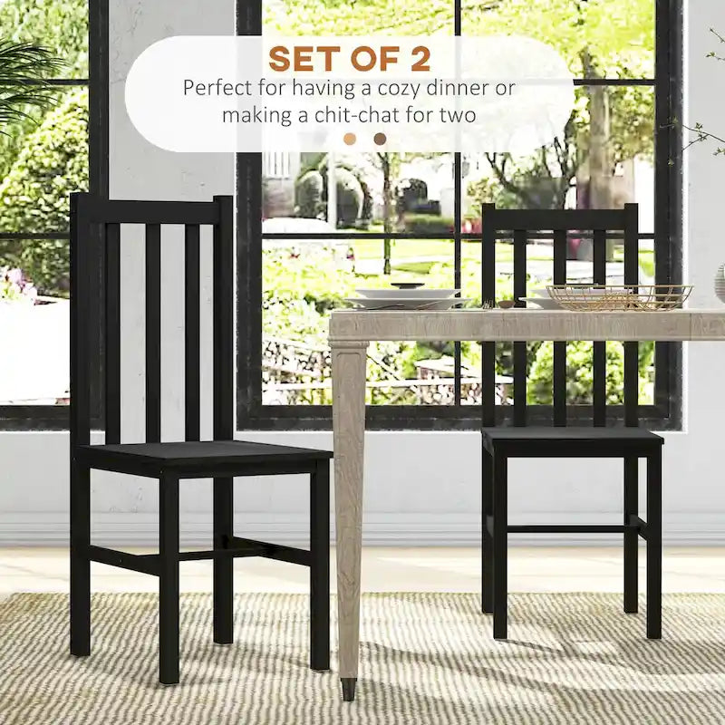 Chaises de salle à manger, lot de 2 chaises de cuisine et de salle à manger de style rustique avec dossier à lattes, sièges en bois de pin pour le salon