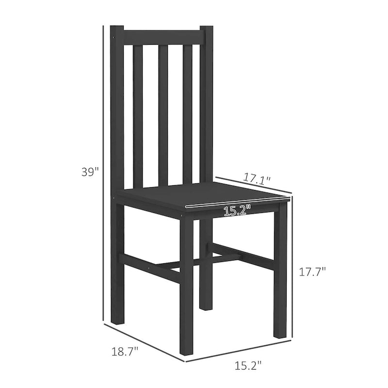 Chaises de salle à manger, lot de 2 chaises de cuisine et de salle à manger de style rustique avec dossier à lattes, sièges en bois de pin pour le salon