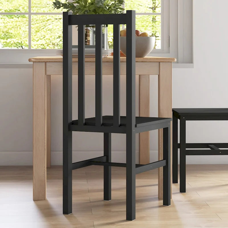 Chaises de salle à manger, lot de 2 chaises de cuisine et de salle à manger de style rustique avec dossier à lattes, sièges en bois de pin pour le salon