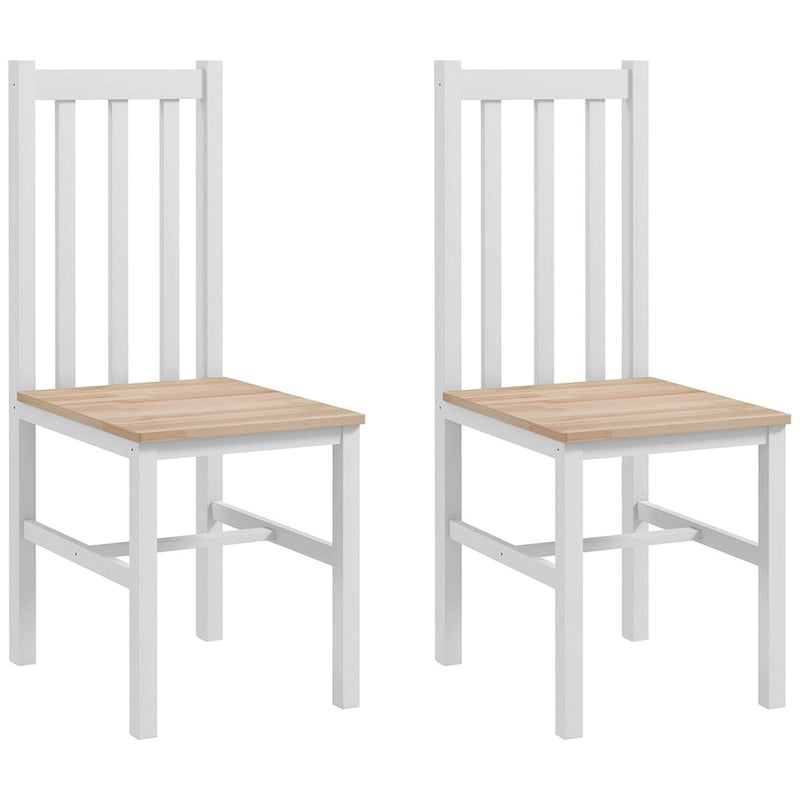 Chaises de salle à manger, lot de 2 chaises de cuisine et de salle à manger de style rustique avec dossier à lattes, sièges en bois de pin pour le salon