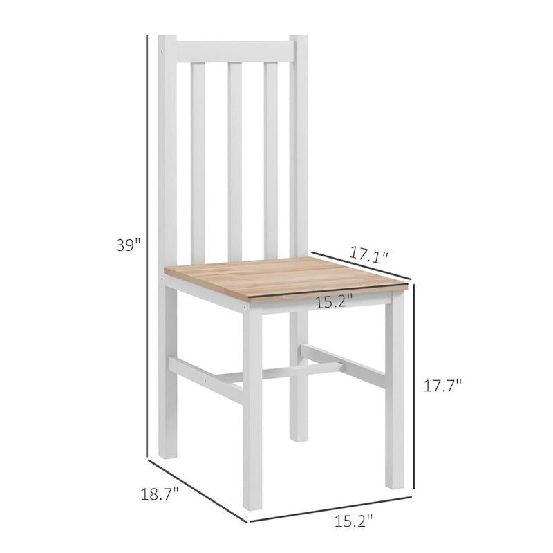 Chaises de salle à manger, lot de 2 chaises de cuisine et de salle à manger de style rustique avec dossier à lattes, sièges en bois de pin pour le salon