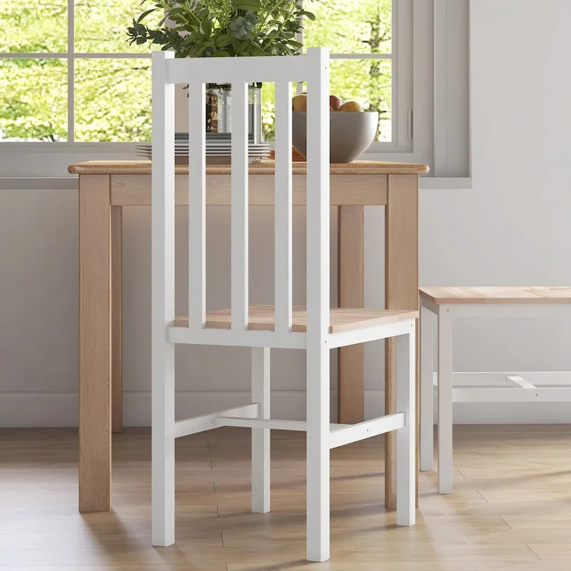 Chaises de salle à manger, lot de 2 chaises de cuisine et de salle à manger de style rustique avec dossier à lattes, sièges en bois de pin pour le salon