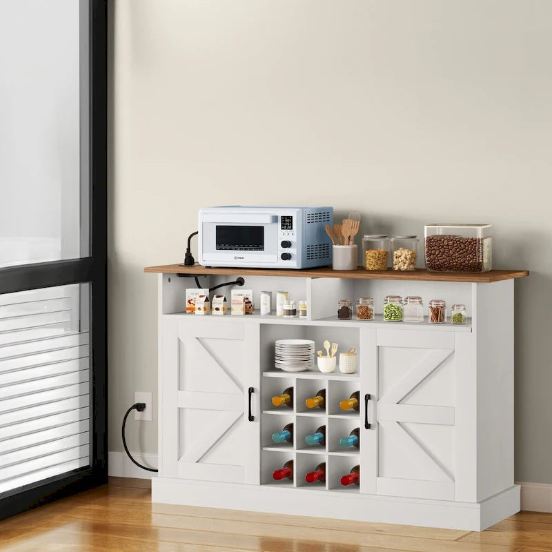 Meuble de bar à café 52Farmhouse avec étagère flottante – 15,75P x 52L x 34H