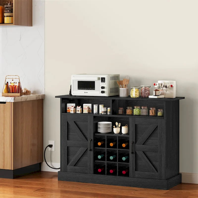 Meuble de bar à café 52Farmhouse avec étagère flottante – 15,75P x 52L x 34H