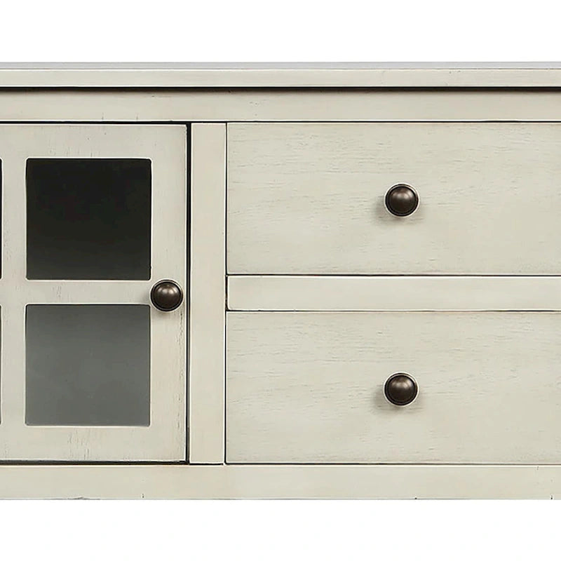 Console en bois vintage française avec deux portes vitrées