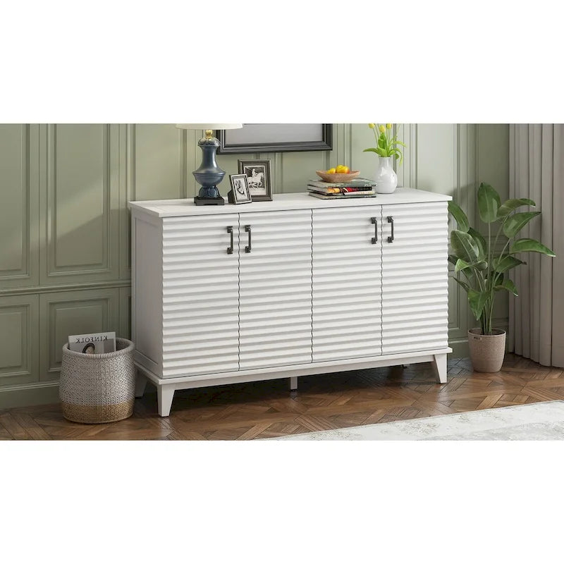 Grand buffet de rangement avec étagères réglables et poignées en métal