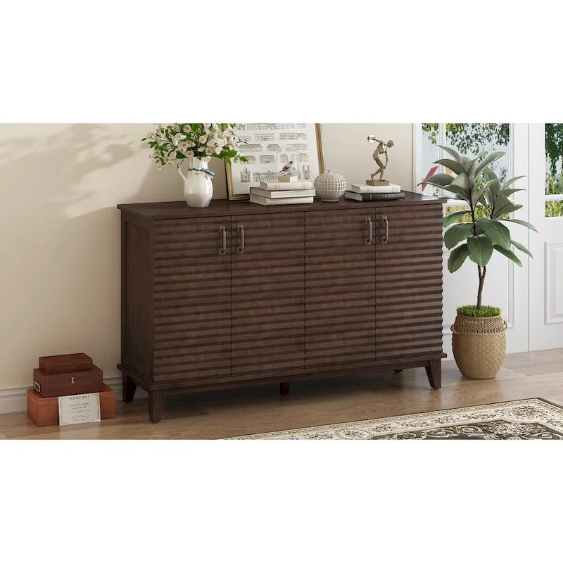 Grand buffet de rangement avec étagères réglables et poignées en métal