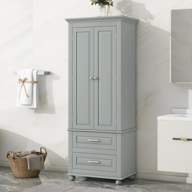 Meuble de rangement haut indépendant avec 2 tiroirs et 2 portes pour salle de bain/bureau