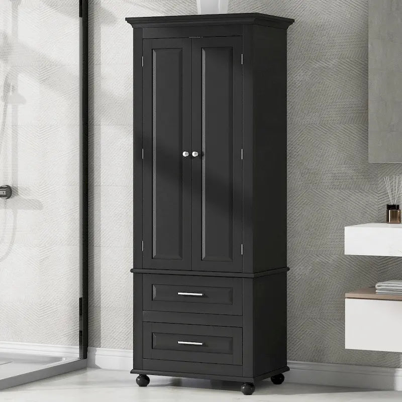 Meuble de rangement haut indépendant avec 2 tiroirs et 2 portes pour salle de bain/bureau
