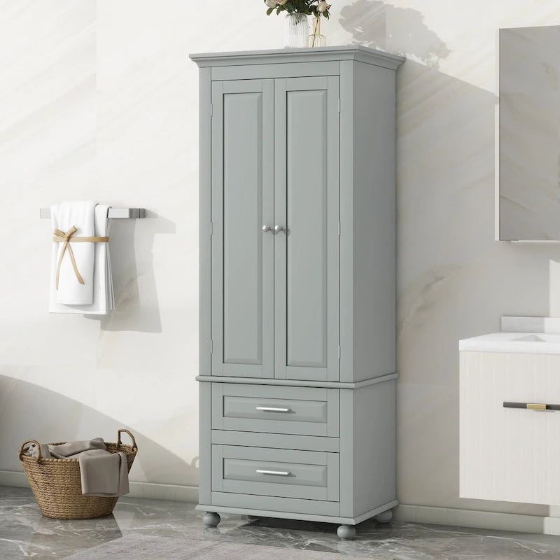 Meuble de rangement haut indépendant avec 2 tiroirs et 2 portes pour salle de bain/bureau