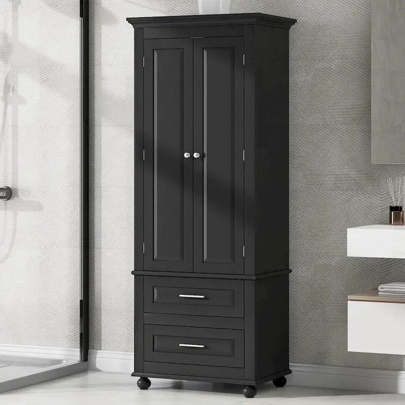 Meuble de rangement haut indépendant avec 2 tiroirs et 2 portes pour salle de bain/bureau
