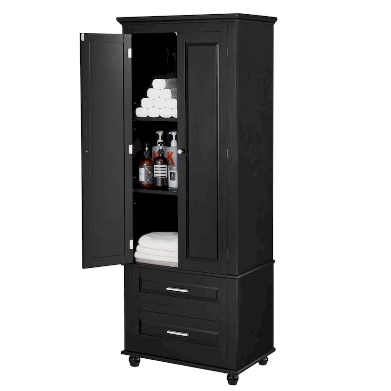 Meuble de rangement haut indépendant avec 2 tiroirs et 2 portes pour salle de bain/bureau