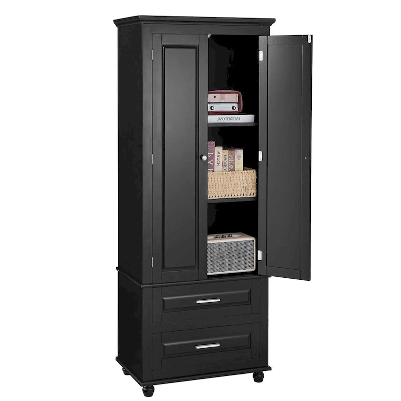 Meuble de rangement haut indépendant avec 2 tiroirs et 2 portes pour salle de bain/bureau