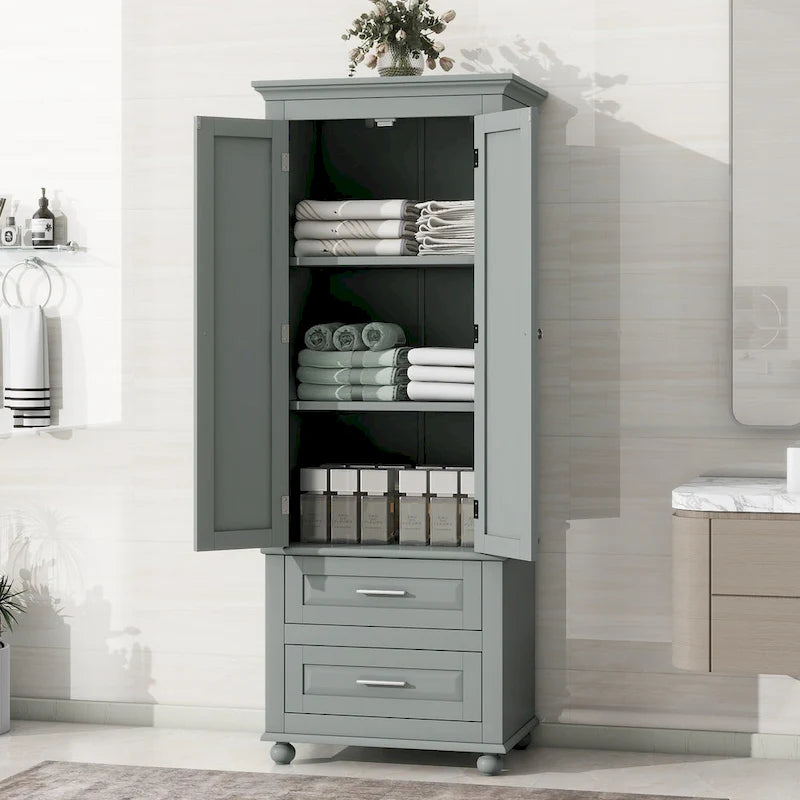 Meuble de rangement haut indépendant avec 2 tiroirs et 2 portes pour salle de bain/bureau