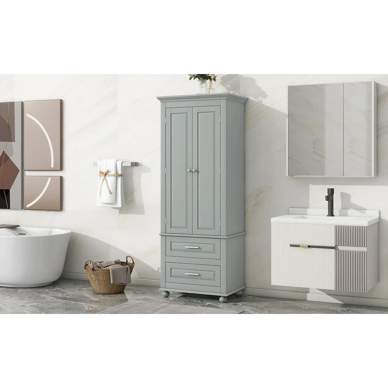 Meuble de rangement haut indépendant avec 2 tiroirs et 2 portes pour salle de bain/bureau
