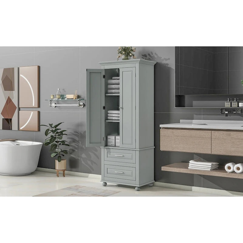 Meuble de rangement haut indépendant avec 2 tiroirs et 2 portes pour salle de bain/bureau