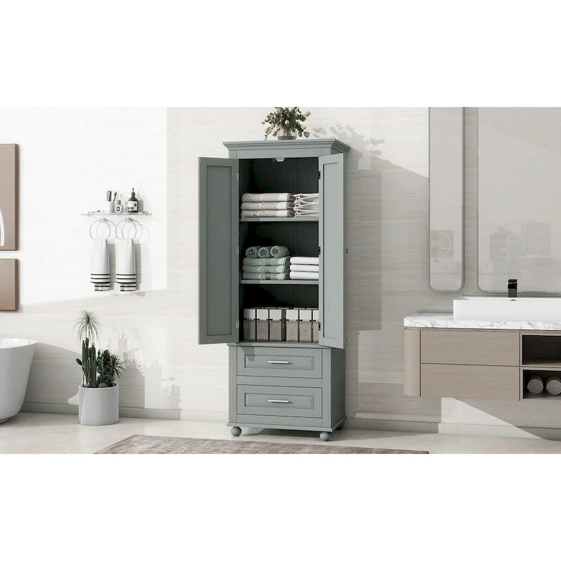 Meuble de rangement haut indépendant avec 2 tiroirs et 2 portes pour salle de bain/bureau