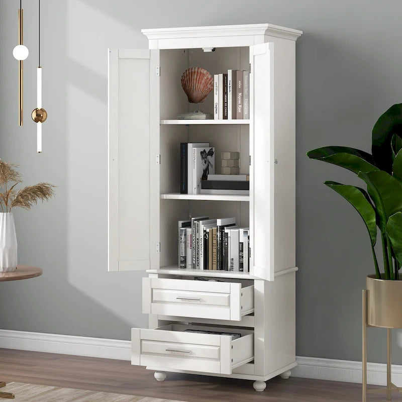 Meuble de rangement haut indépendant avec 2 tiroirs et 2 portes pour salle de bain/bureau