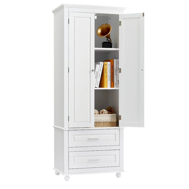 Meuble de rangement haut indépendant avec 2 tiroirs et 2 portes pour salle de bain/bureau