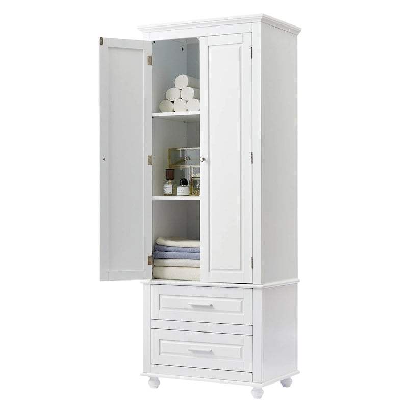 Meuble de rangement haut indépendant avec 2 tiroirs et 2 portes pour salle de bain/bureau