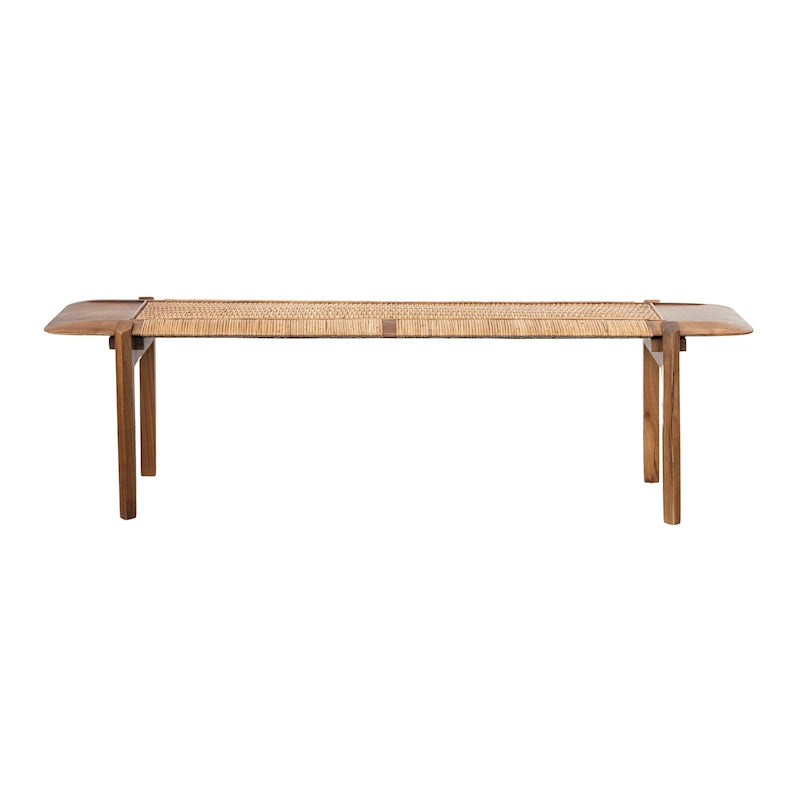 Banc en teck et rotin