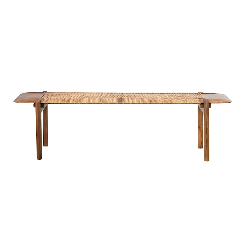 Teakwood and Rattan Bench