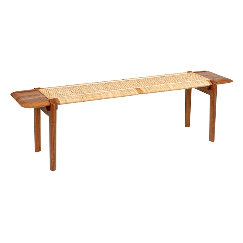 Banc en teck et rotin