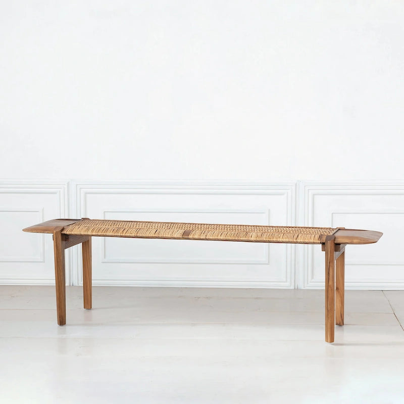 Banc en teck et rotin