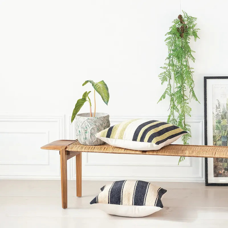 Banc en teck et rotin